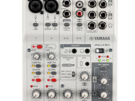 Yamaha AG06MK2 6-Channel Mixer USB Interface White on Sale