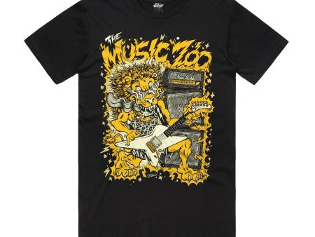 The Music Zoo Rockin  Lion T-Shirt Black on Sale