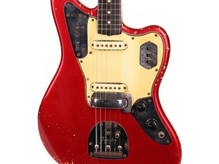 1965 Fender Jaguar Candy Apple Red with Matching Headstock Hot on Sale