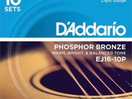 D Addario 10-Pack Phosphor Bronze Acoustic Strings (Regular Light 12-53) Discount