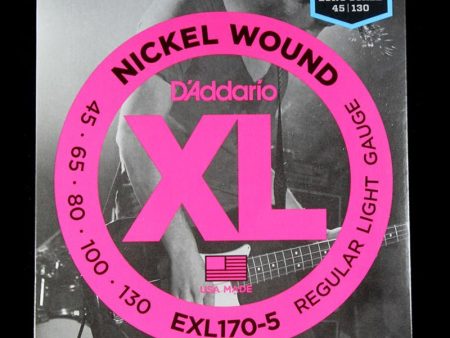 D Addario Nickel Wound 5-String Long-Scale Bass Strings 45-130 Online now