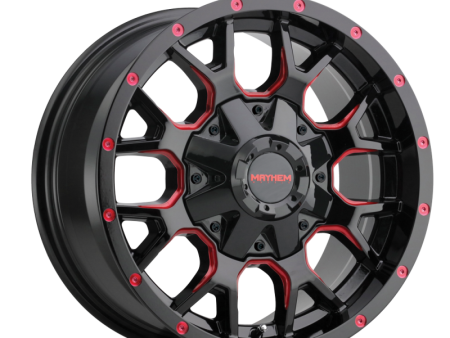 Mayhem 8015 Warrior 18x9   5x139.7 BP   18mm Offset   110mm Hub Black w  Prism Red Wheel on Sale